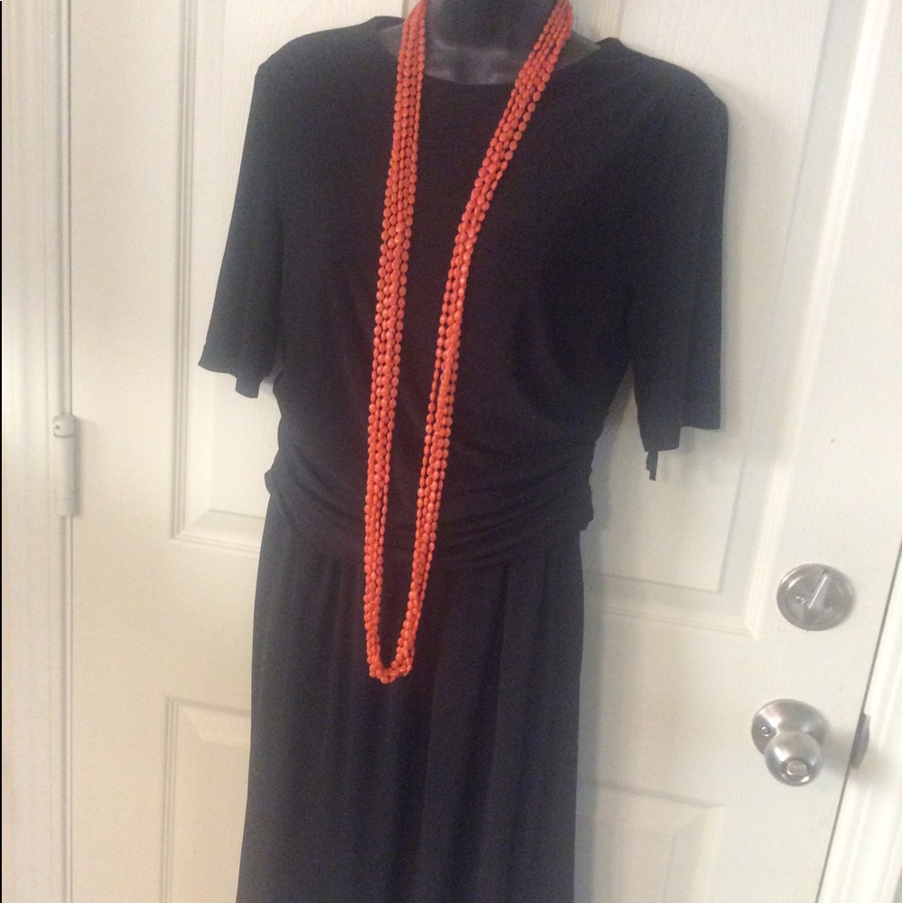 Jones New York black poly Ruched Waist Dress 8